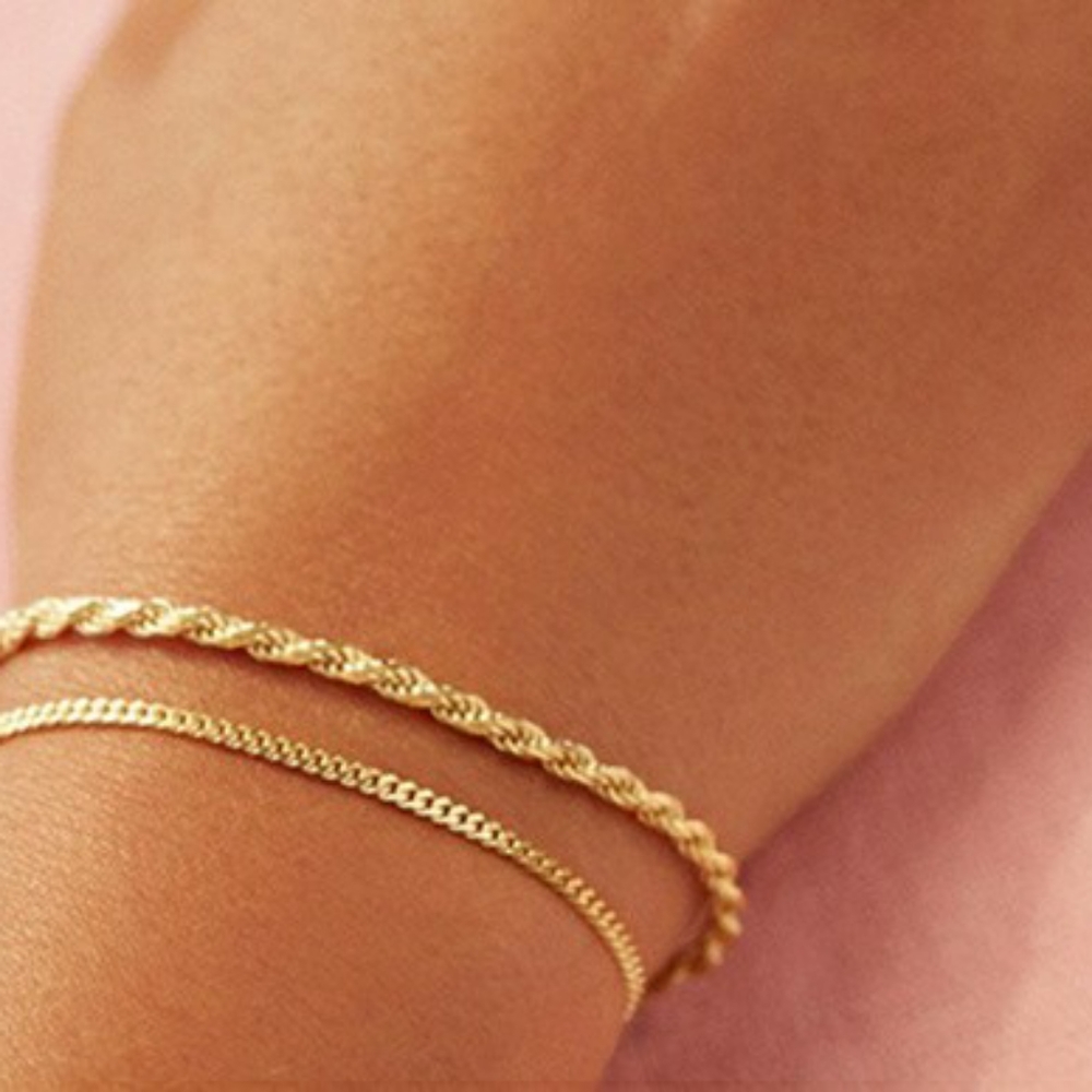 2 Pcs Simple Chain Bracelets